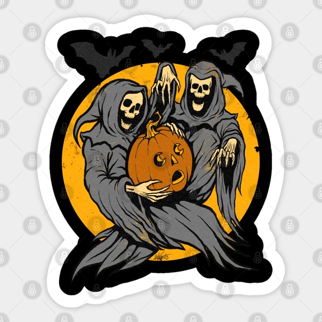 Vintage Halloween "Draw This In Your Style": Jack's Frightful Flight Sticker by Chad Savage